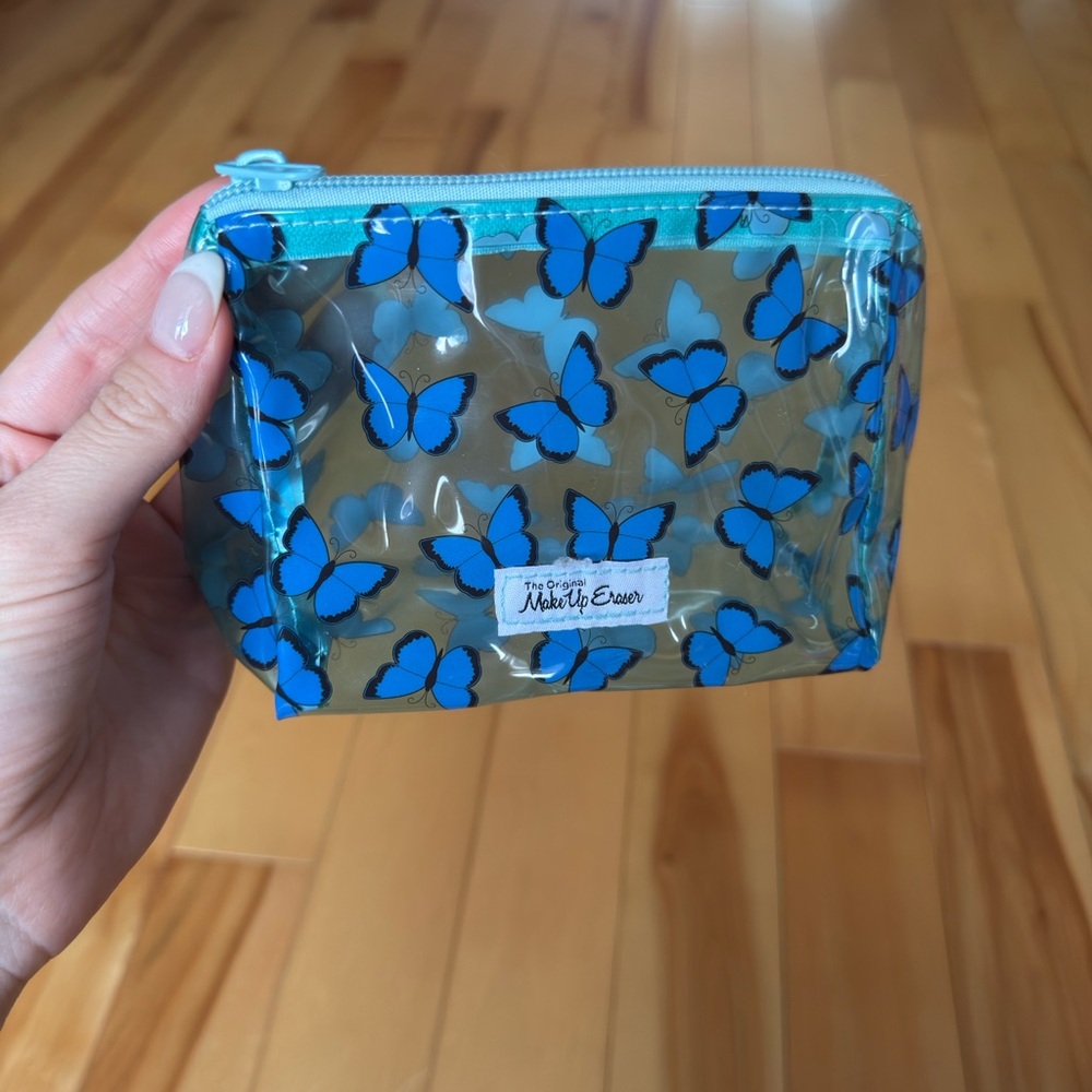 Small Blue Butterfly Print Cosmetic Pouch 🦋